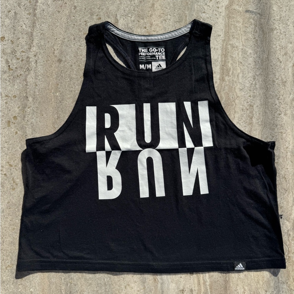 Adidas Black and White RUN Graphic Tank🖤